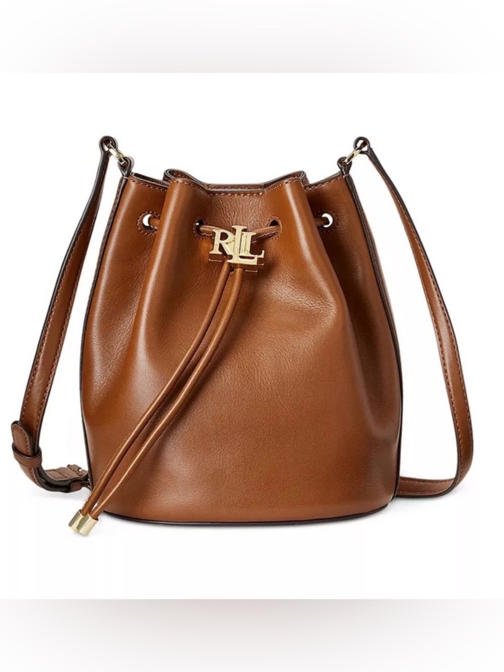 LAUREN Ralph Lauren Leather Medium Andie Drawstring Bucket Bag - Picture 1 of 13